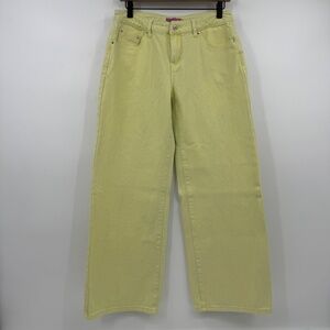 Edikted Jeans Women Medium Yellow Denim Wide Leg Baggy 90s Y2K Hip Hop Low Rise